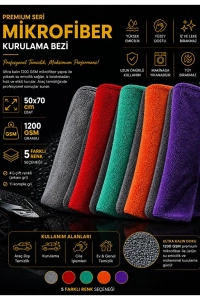 1200 GSM Premium Oto Araç Yıkama Ve Araba Kurulama Bezi Ekstra Su Emici Fiber Bez 50X70